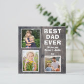 Rustiek Hout Beste Pap 3 Foto Collage Vaderdag Feestdagenkaart (Staand voorkant)