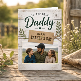 Rustiek hout Beste papa Fijne Vaderdag foto Kaart