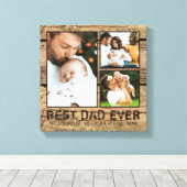 Rustiek hout BESTE PAPA OOIT Fotocollage Canvas Afdruk (Insitu (Houten vloer))