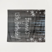 Rustiek Hout Bevroren IJs Winter Sneeuwvlokken Ach Wandkleed (Voorkant (horizontaal))