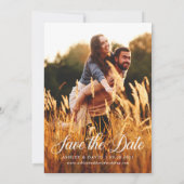 Rustiek hout Bewaar de datum String Lights Fotokaa Save The Date (Achterkant)