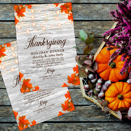 Rustiek hout bladeren String Lights Thanksgiving Kaart