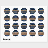 Rustiek Hout Blauw en Zwart Buffel Plaid Kerstmis Ronde Sticker (Vel)