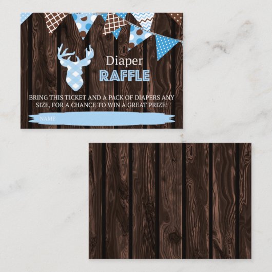 Rustiek hout blauw geruite hertenluier raffel tick informatiekaartje (Voorkant / Achterkant)