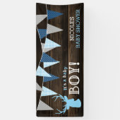 Rustiek Hout Blauw Herten Jongen Baby shower Spandoek (Verticaal)