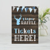 Rustiek Hout Blauw Herten Luier Raffle Ticket Sign Kaart (Staand voorkant)