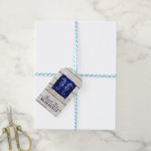 Rustiek hout  blauw zeepaardje bruiloft gunst cadeaulabel (Met Touw)