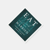 Rustiek Hout Blauwgroen Bruiloft Eet Drink en Wees Servet (Hoek)