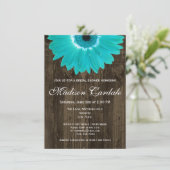 Rustiek Hout Blauwgroen Daisy Bridal Shower Invita Kaart (Staand voorkant)