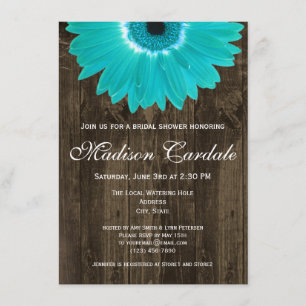 Rustiek Hout Blauwgroen Daisy Bridal Shower Invita Kaart