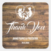 Rustiek Hout & Bloem Vierkante Sticker (Voorkant)