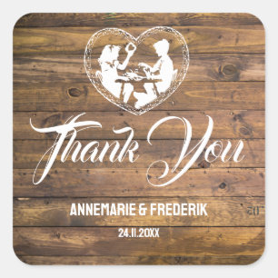 Rustiek Hout & Bloem Vierkante Sticker