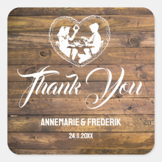 Rustiek Hout & Bloem Vierkante Sticker