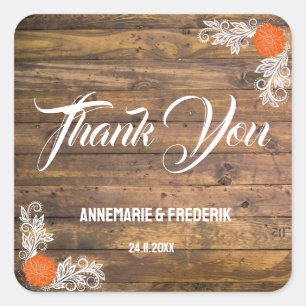 Rustiek Hout & Bloem Vierkante Sticker