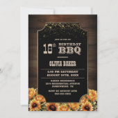 Rustiek Hout Bloemen 18e Verjaardag BBQ Kaart (Voorkant)