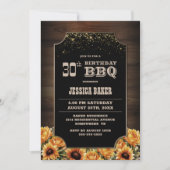Rustiek Hout Bloemen 30e Verjaardag BBQ Kaart (Voorkant)