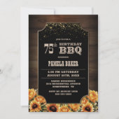 Rustiek Hout Bloemen 75e Verjaardag BBQ Kaart (Voorkant)