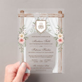 Rustiek Hout Bloemen Bladerdak Islamitische Moslim Acryl Uitnodigingen (Insitu (Draagbaar))