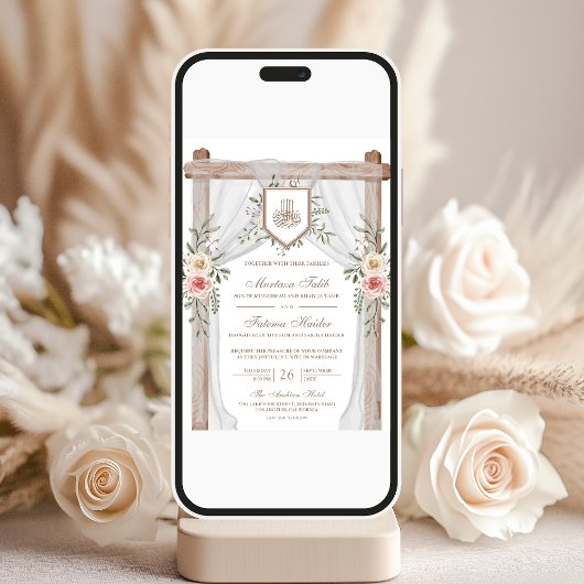 Rustiek Hout Bloemen Bladerdak Islamitische Moslim Kaart