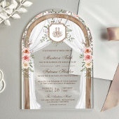 Rustiek Hout Bloemen Boog Islamitische Moslim Huwe Acryl Uitnodigingen