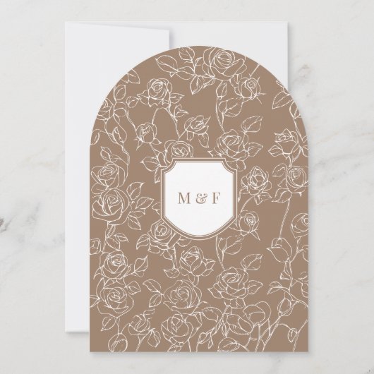 Rustiek Hout Bloemen Boog Islamitische Moslim Huwe Kaart (Achterkant)