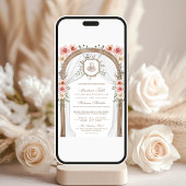 Rustiek Hout Bloemen Boog Islamitische Moslim Huwe Kaart