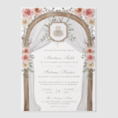 Rustiek Hout Bloemen Boog Islamitische Moslim Huwe Vellum Uitnodigingen (Voorkant)