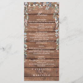 Rustiek Hout Bloemen Cascade Monogram Bruiloft Din Menu