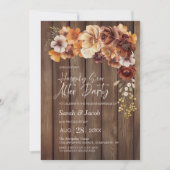 Rustiek Hout Bloemen Huwelijk Na Feest Kaart (Voorkant)