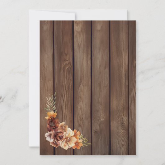 Rustiek Hout Bloemen Huwelijk Na Feest Kaart (Achterkant)