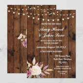 Rustiek Hout Bloemen Huwelijk Nodig Lichten Bloeme Kaart (Voorkant / Achterkant)