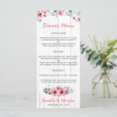 Rustiek Hout Bloemen Land Bruiloft Diner Menu (Staand voorkant)