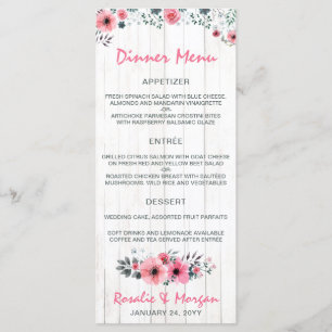 Rustiek Hout Bloemen Land Bruiloft Diner Menu