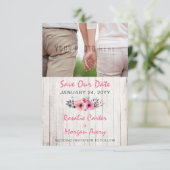 Rustiek Hout Bloemen Land Bruiloft Save The Date (Staand voorkant)