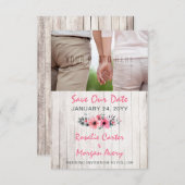 Rustiek Hout Bloemen Land Bruiloft Save The Date (Voorkant / Achterkant)