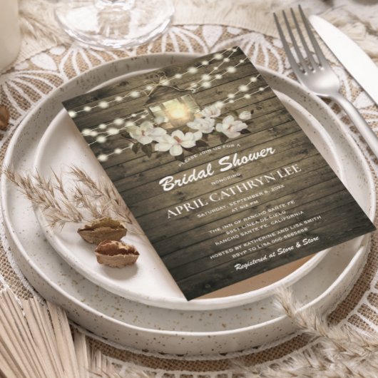 Rustiek Hout Bloemen Lantaarn Lights Vrijgezellenf Kaart