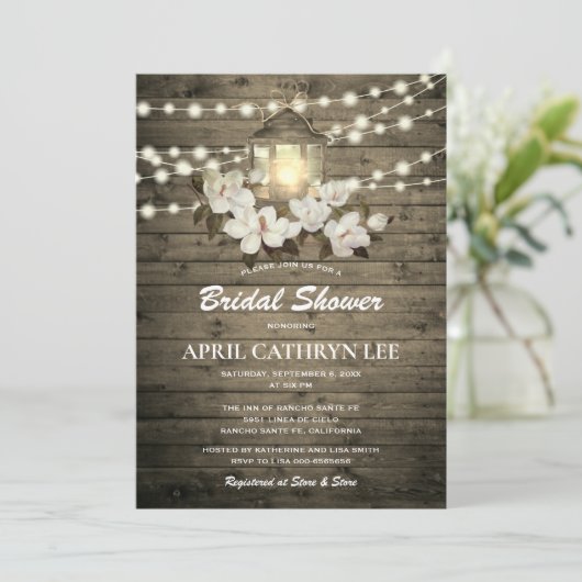 Rustiek Hout Bloemen Lantaarn Lights Vrijgezellenf Kaart (Staand voorkant)