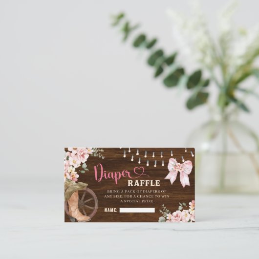 Rustiek Hout Bloemen Luier Raffle Kaart (Staand voorkant)