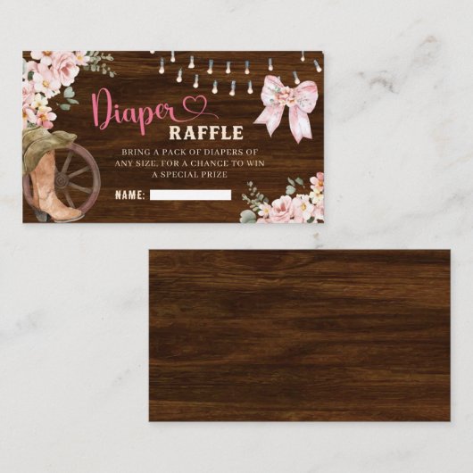 Rustiek Hout Bloemen Luier Raffle Kaart (Voorkant / Achterkant)