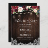 Rustiek Hout Bloemen Mason Jar Save the Date (Voorkant / Achterkant)