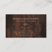 Rustiek Hout Bloemen Monogram Goud Visitekaartje (Achterkant)