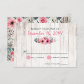 Rustiek Hout Bloemen Roos Land Bruiloft RSVP (Voorkant / Achterkant)