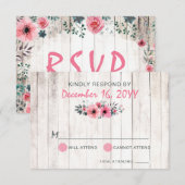 Rustiek Hout Bloemen Roos Land Bruiloft RSVP Kaartje (Voorkant / Achterkant)