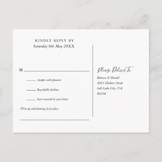 Rustiek Hout Bloemen Song Aanvraag RSVP-kaart Uitnodiging Briefkaart (Achterkant)