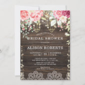 Rustiek Hout Bloemen String verlichting Vrijgezell Kaart (Voorkant)