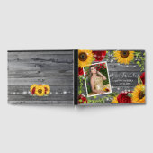 Rustiek Hout Bloemen Zonnebloem Roos Quinceanera Gastenboek (Volledig)