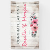 Rustiek hout bloemenbruiloft felicitaties teken spandoek (Verticaal)