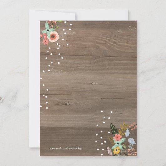 Rustiek Hout, Bloemenkrans Shabby Chic Baby shower Kaart (Achterkant)