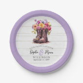 Rustiek Hout & Bloemenlaarzen Land Boerderij Bruil Papieren Bordje (Voorkant)