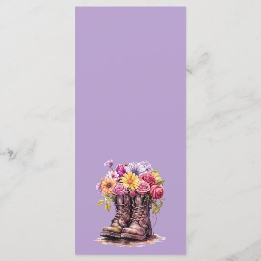 Rustiek hout & Bloemenlaarzen Land Bruiloft Menu (Achterkant)